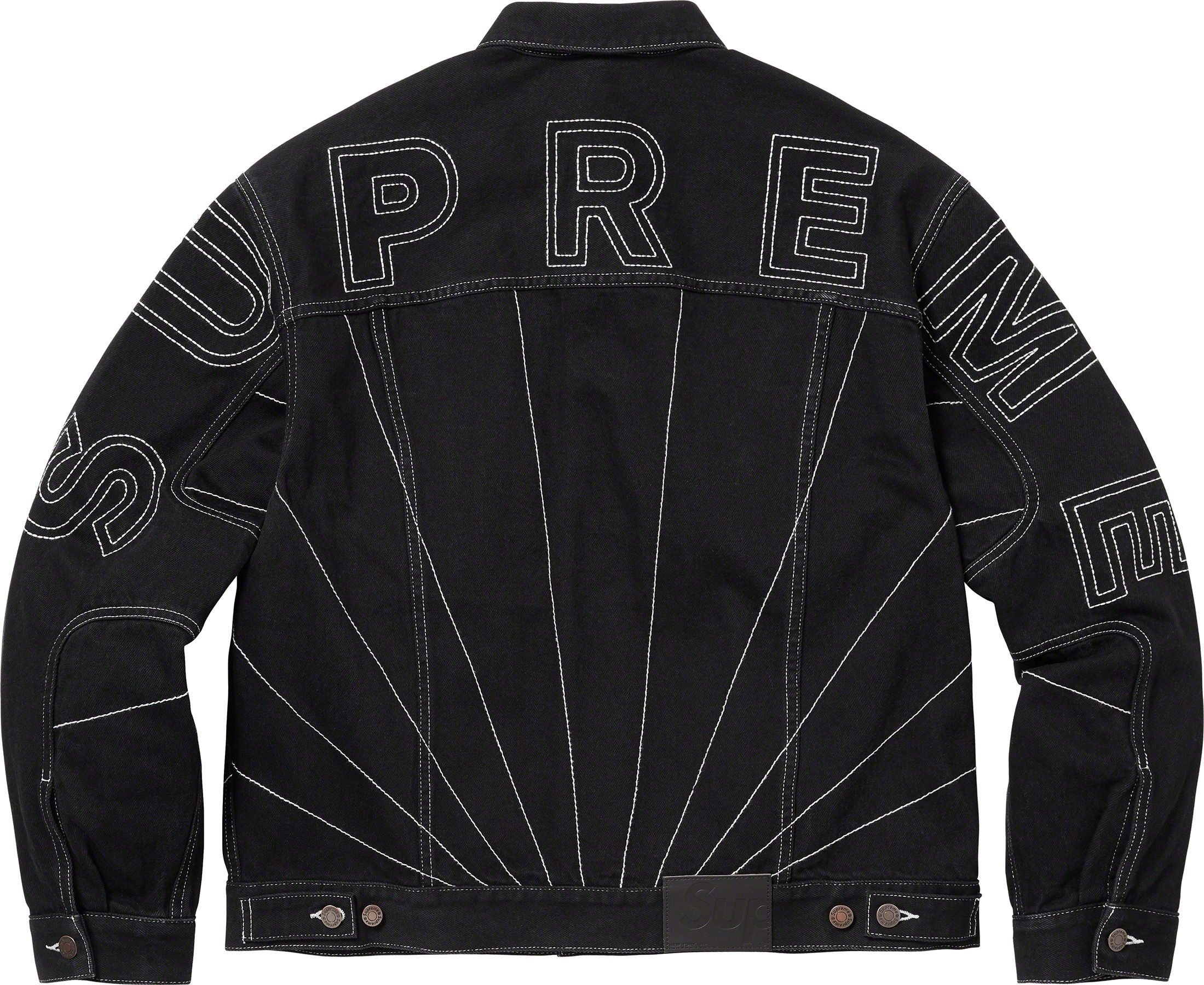 Radial Embroidered Denim Trucker Jacket view 7